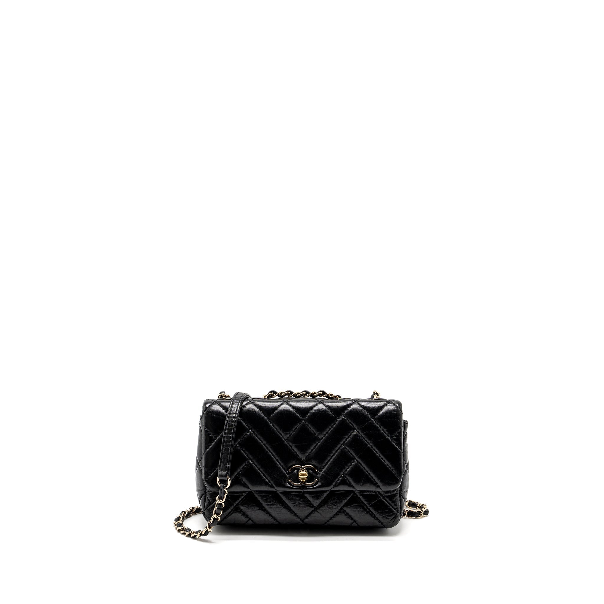 CHANEL MONT COCO MINI FLAP BAG SHINY LAMBSKIN BLACK LGHW