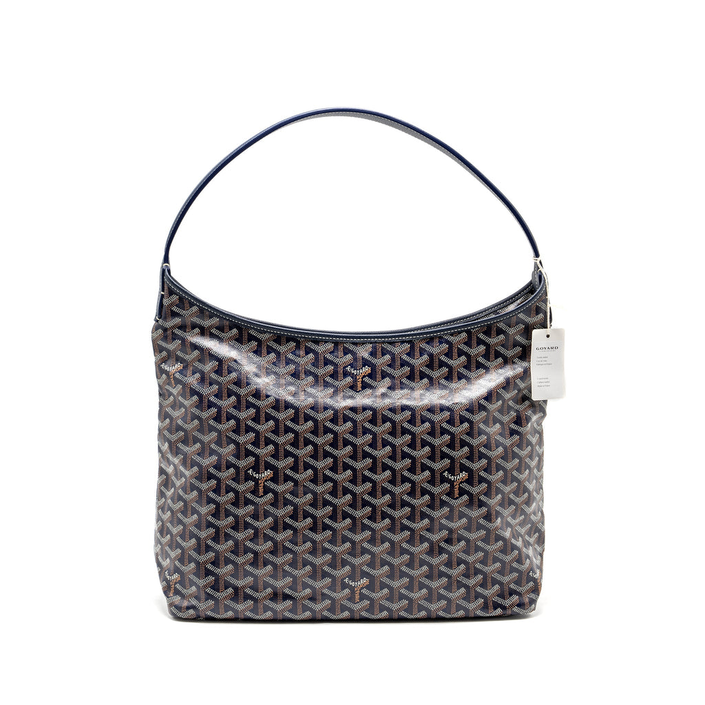 GOYARD BOHEME HOBO BAG GOYARDINE CANVAS/CALFSKIN NAVY SHW