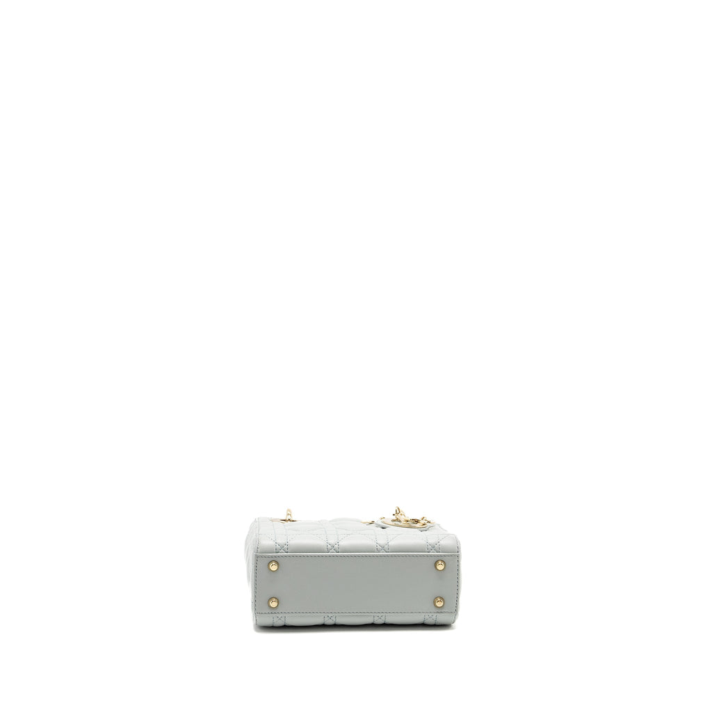 DIOR MINI LADY DIOR LAMBSKIN LIGHT BLUE LGHW