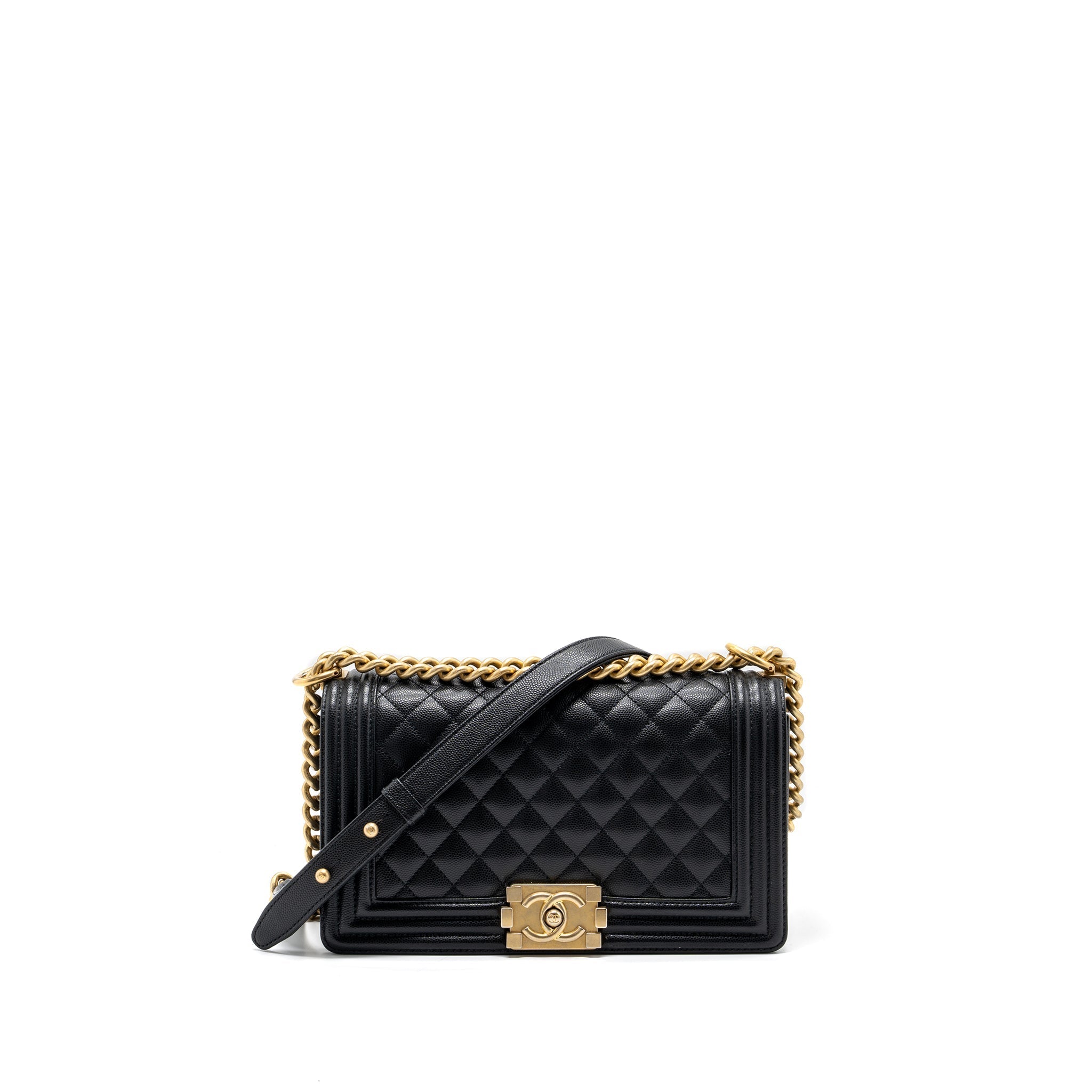 CHANEL MEDIUM CLASSIC BOY BAG CAVIAR BLACK GHW