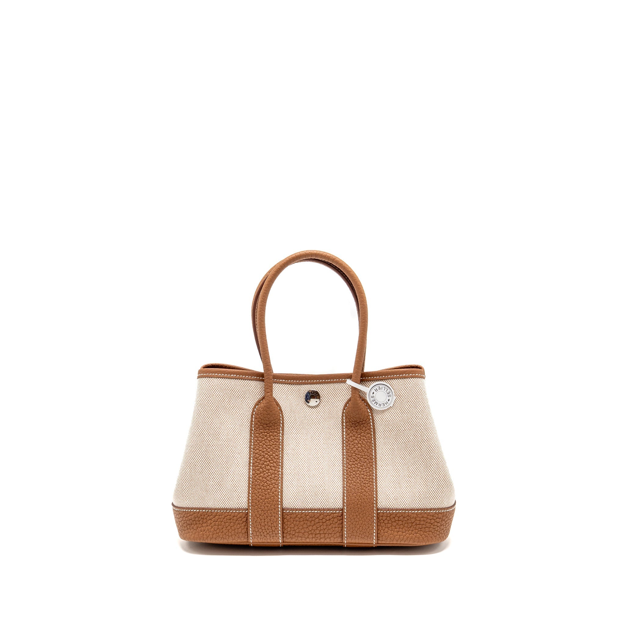 HERMES NEO GARDEN PARTY 23 CANVAS/NEGONDA ECRU-BEIGE/GOLD SHW