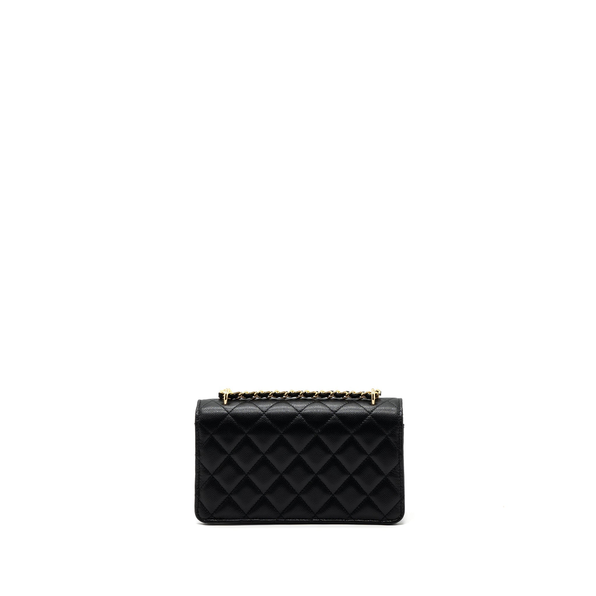 CHANEL 23S WALLET ON CHAIN WITH BAG CHARM CAVIAR BLACK GHW(MICROCHIP)