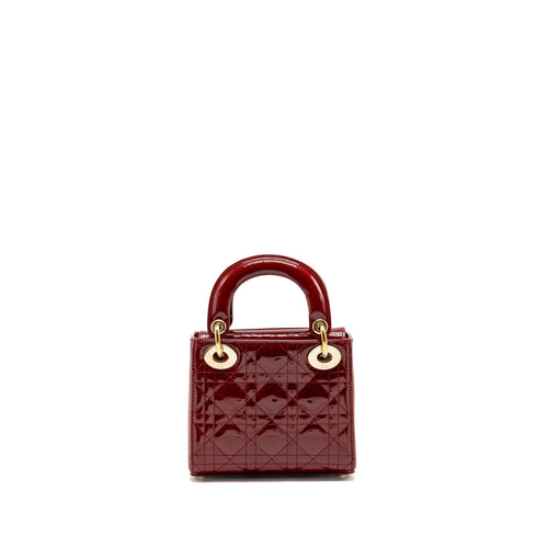 DIOR MINI LADY DIOR PATENT RED GHW