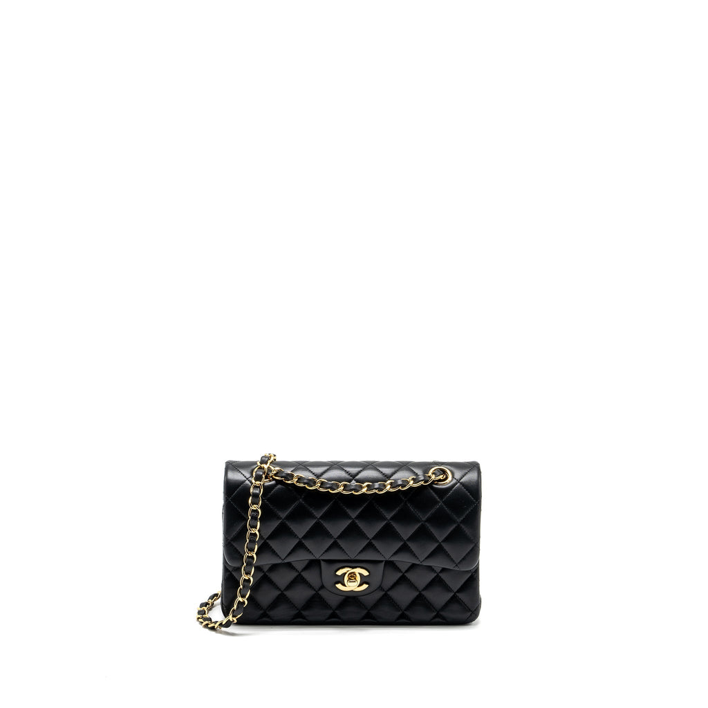 CHANEL SMALL CLASSIC DOUBLE FLAP BAG LAMBSKIN BLACK GHW