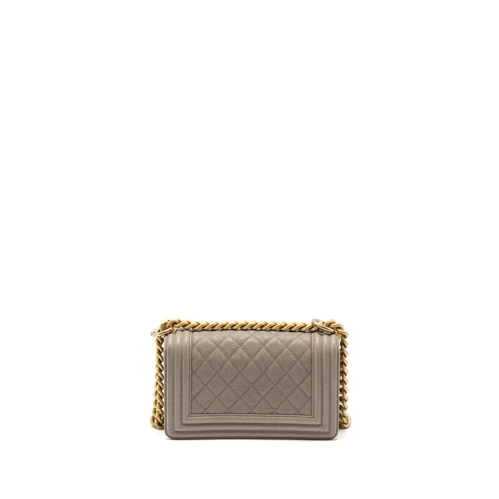 CHANEL SMALL BOY BAG CAVIAR LIGHT GREY GHW