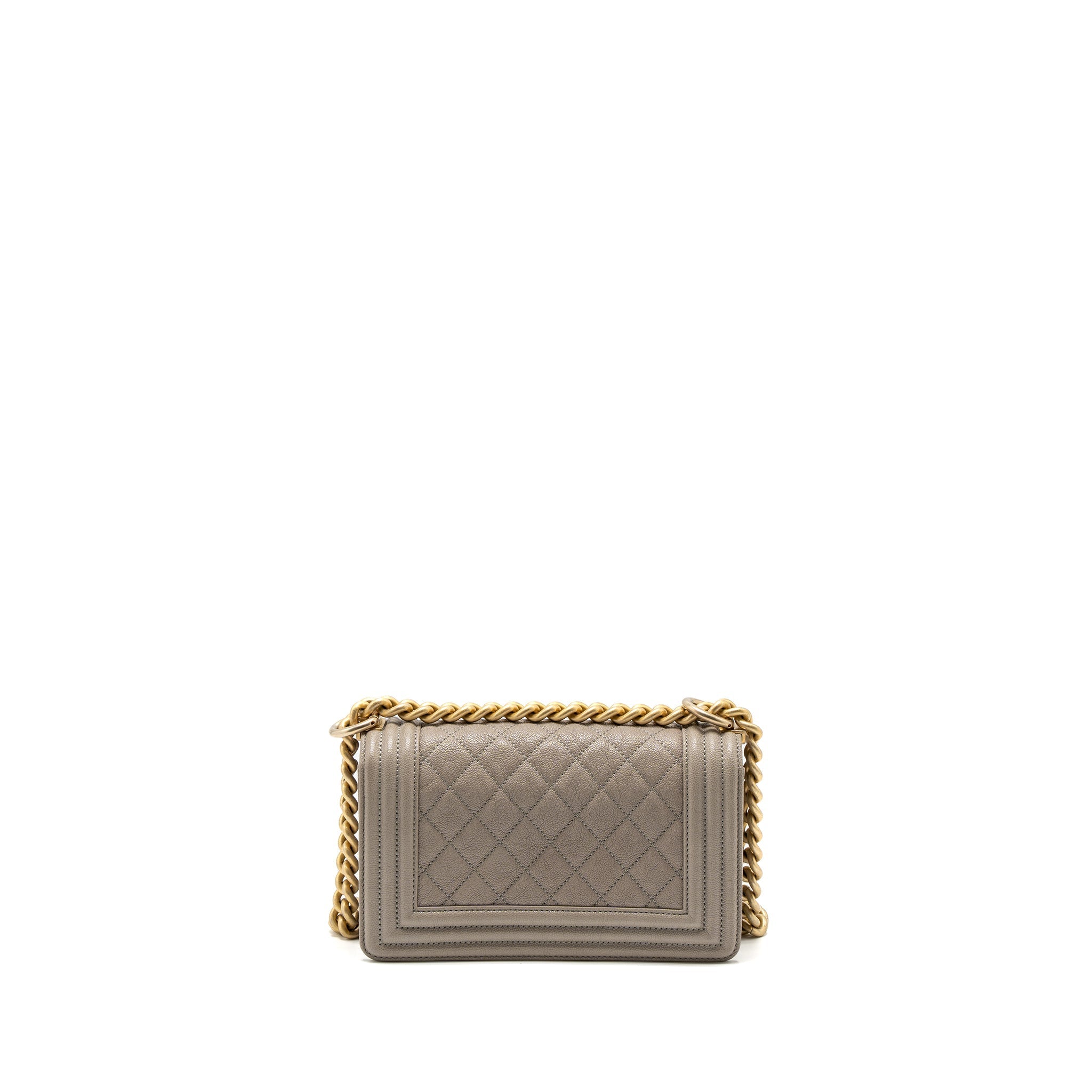 CHANEL SMALL BOY BAG CAVIAR LIGHT GREY GHW