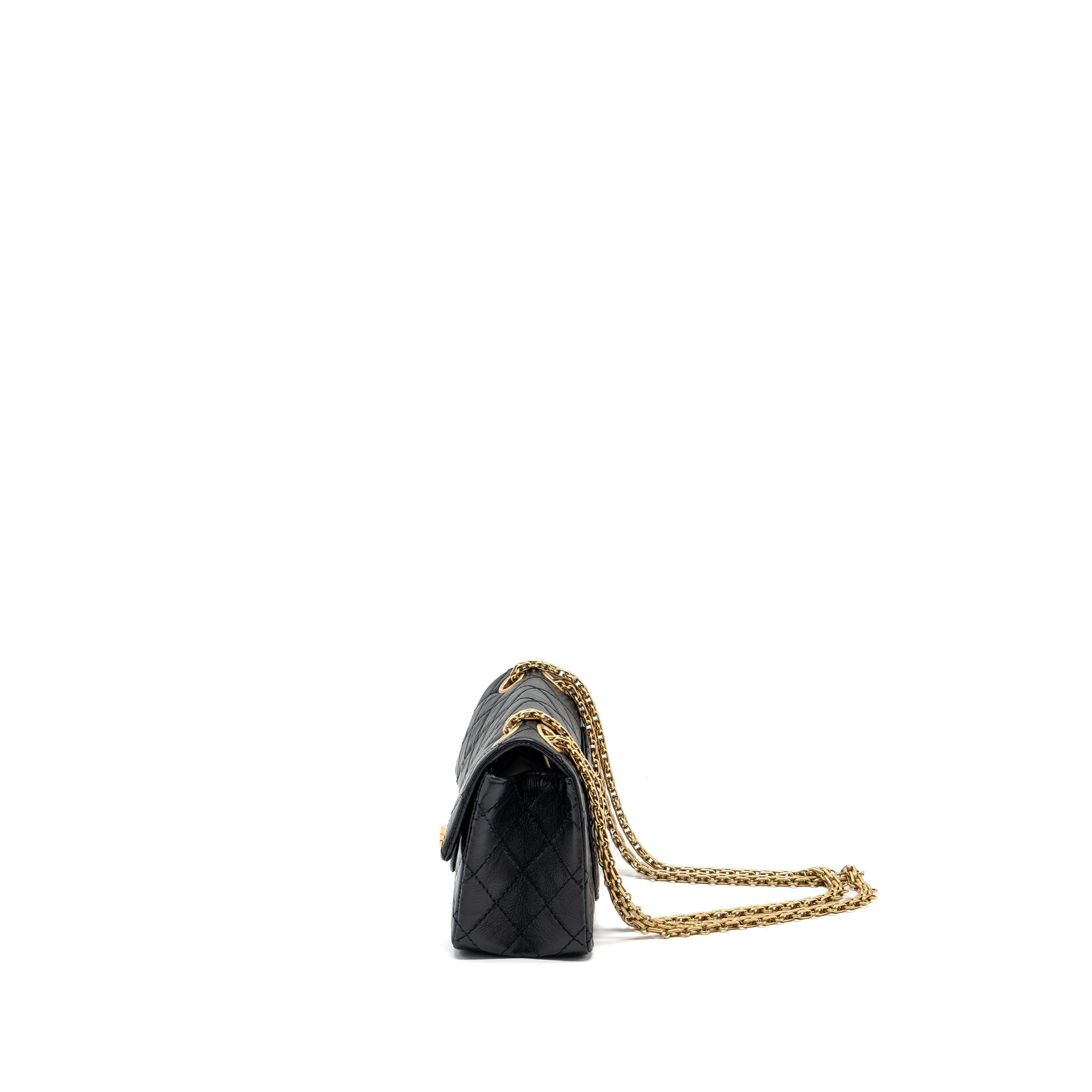 CHANEL MINI 2.55 REISSUE FLAP BAG AGED CALFSKIN BLACK GHW