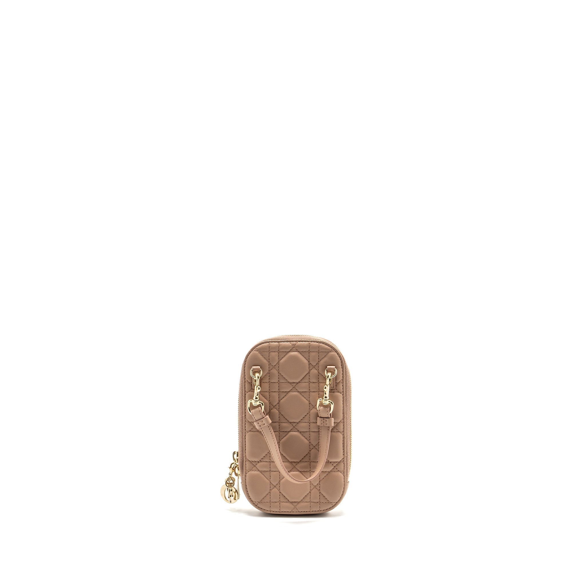 DIOR LADY DIOR CALL'IN DIOR PHONE HOLDER LAMBSKIN DUSTY PINK LGHW
