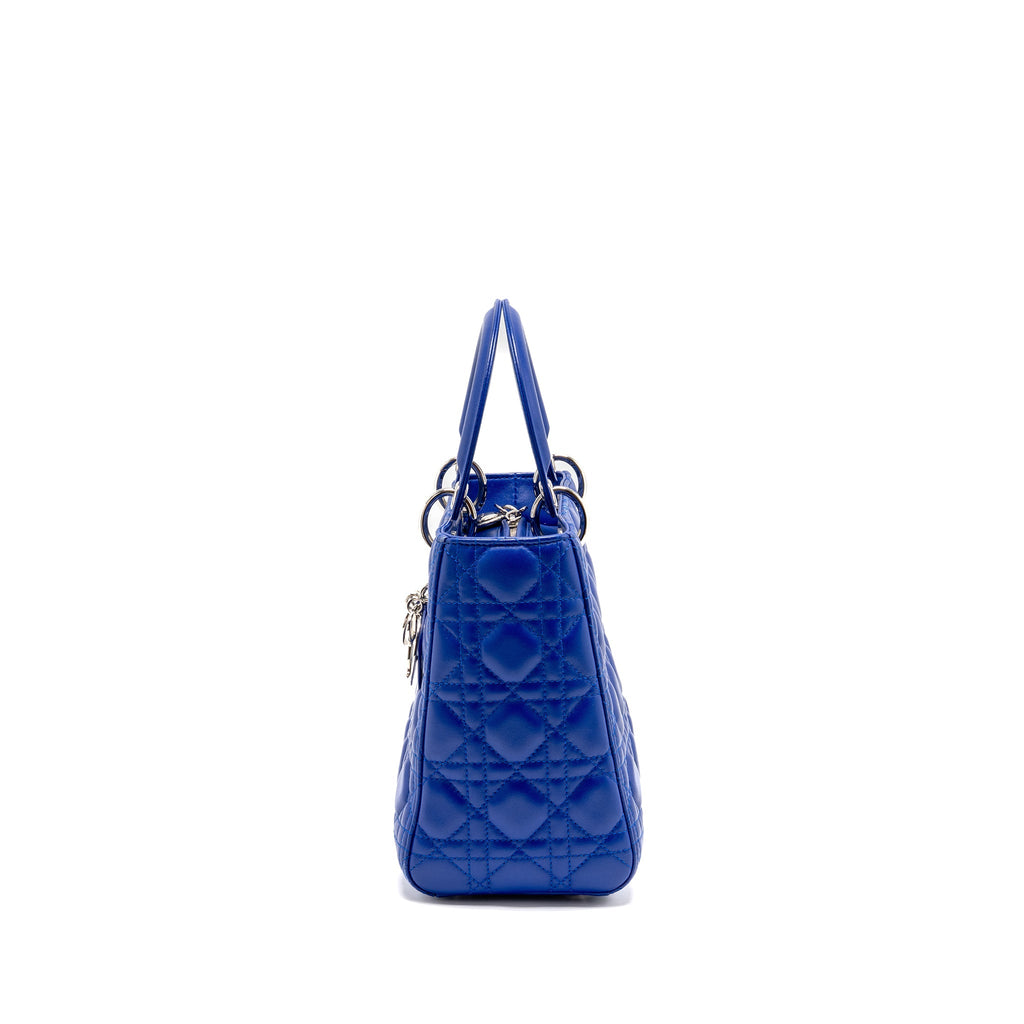DIOR MEDIUM LADY DIOR LAMBSKIN BLUE SHW