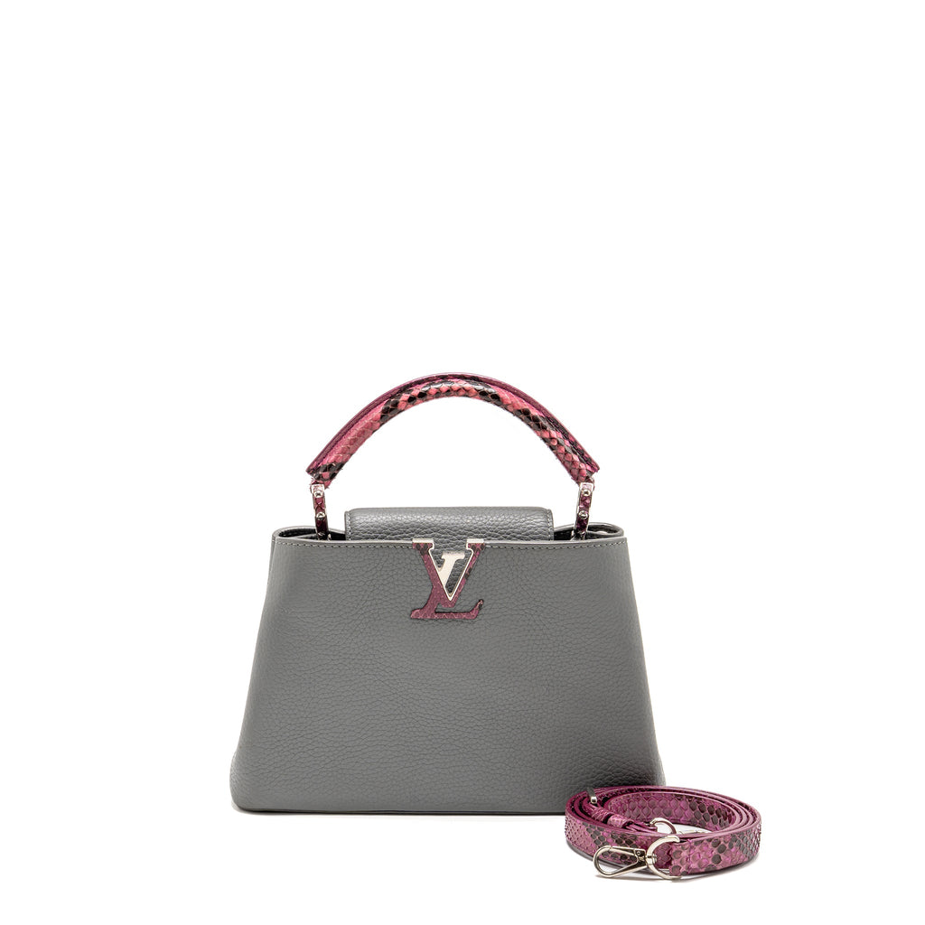 LOUIS VUITTON CAPUCINE BB PYTHON/TAURILLON LEATHER GREY SHW