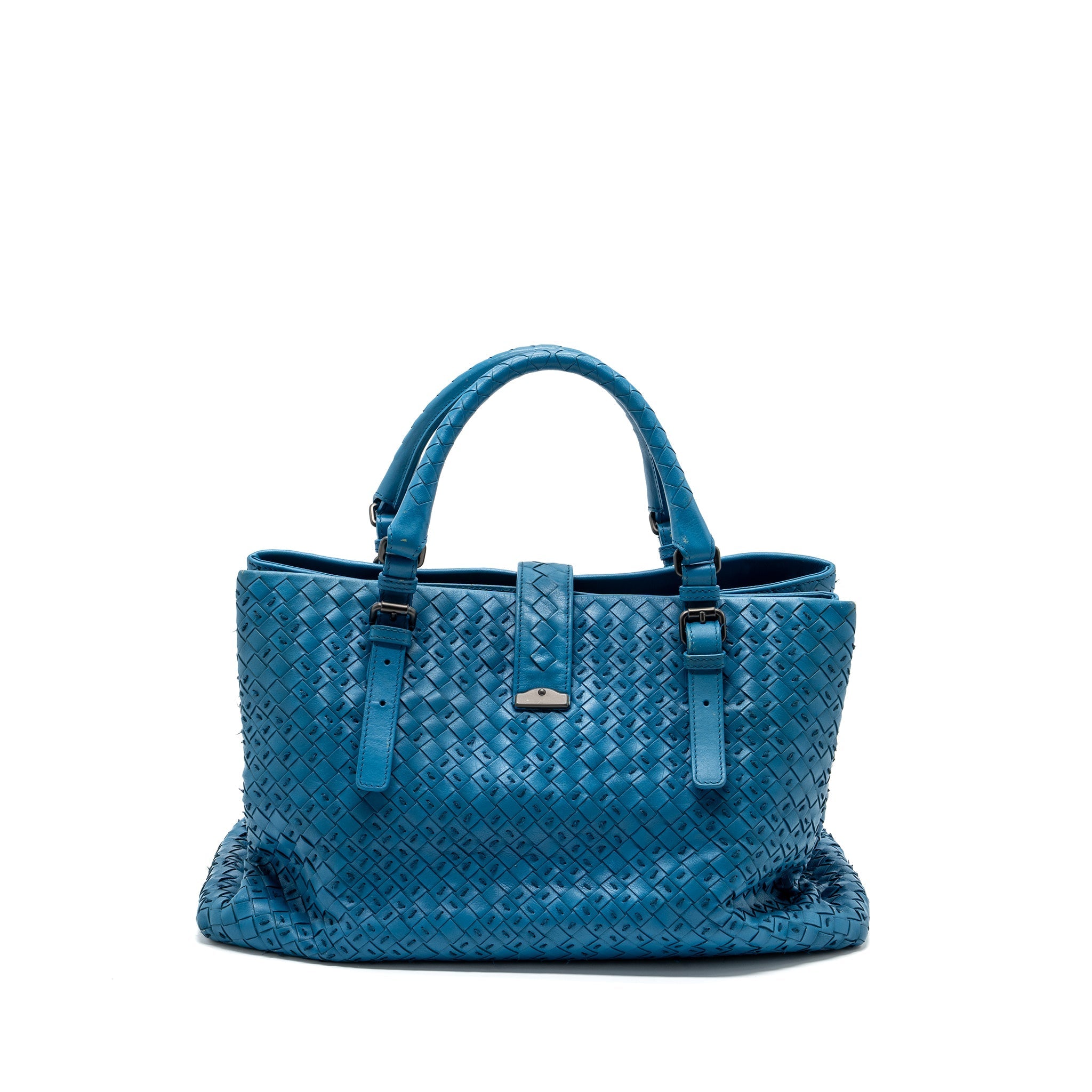 BOTTEGA VENETA LARGE TOTE BAG NAPPA BLUE RUTHENIUM HARDWARE
