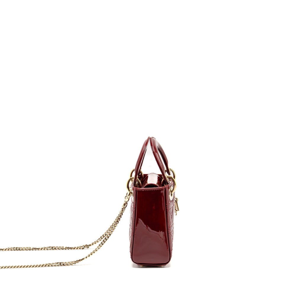 DIOR MINI LADY DIOR PATENT RED GHW