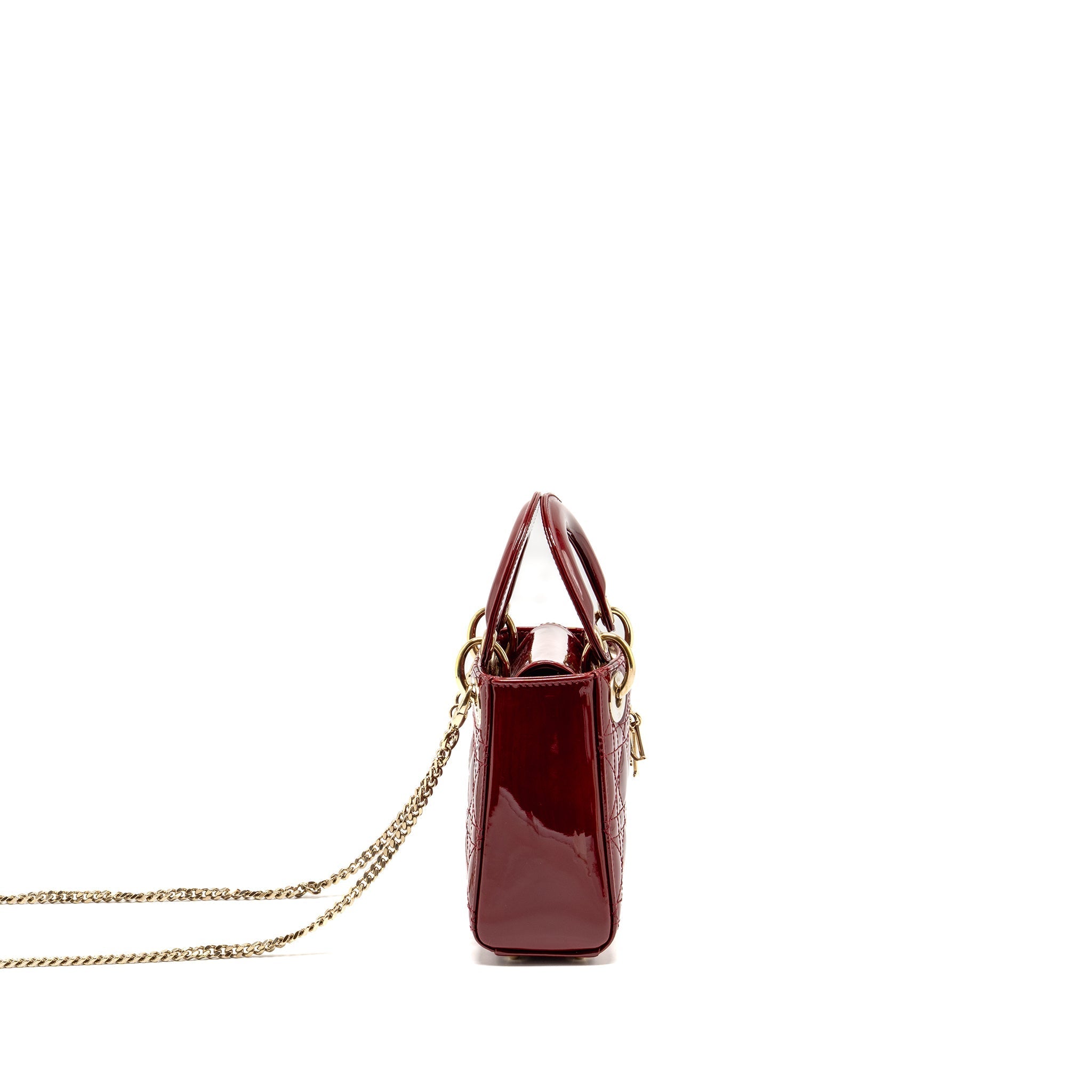 DIOR MINI LADY DIOR PATENT RED GHW