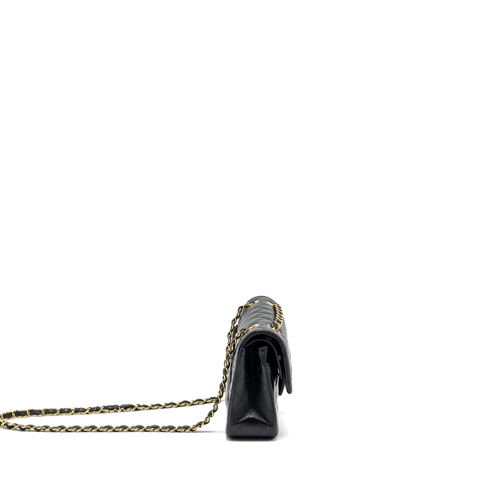 CHANEL SMALL CLASSIC DOUBLE FLAP BAG LAMBSKIN BLACK GHW