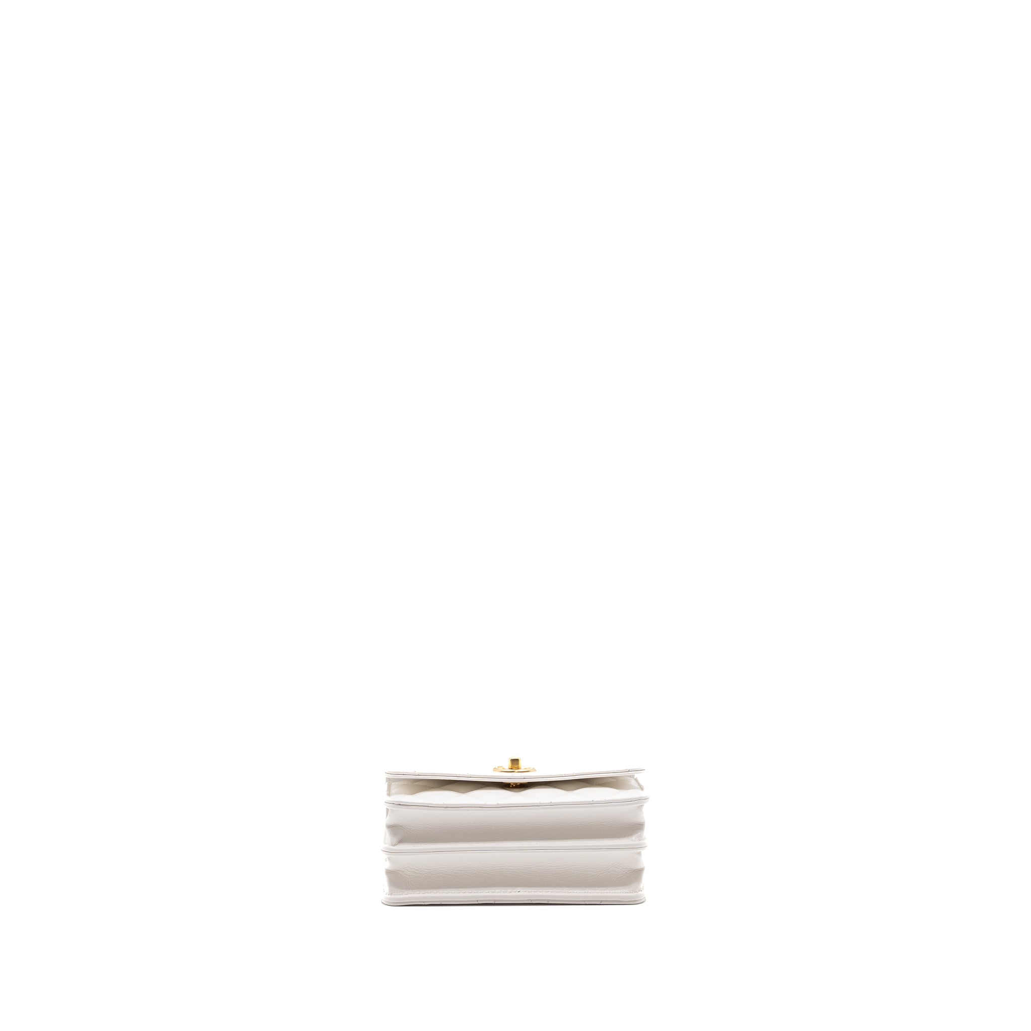 CHANEL 23P DETAILED TOP HANDLE MINI WALLET WITH CHAIN CALFSKIN WHITE / MULTI COLOR BRUSHED GHW (MICROCHIP)