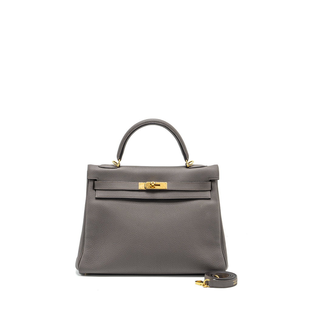 HERMES KELLY 32 TOGO 8F GRIS ETAIN GHW