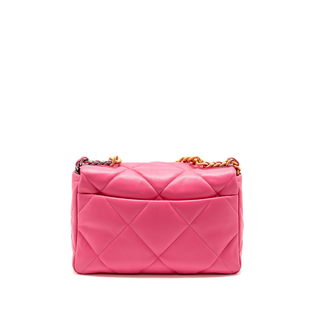 CHANEL LARGE 19 BAG LAMBSKIN PINK MULTICOLOUR HARDWARE (MICROCHIP)