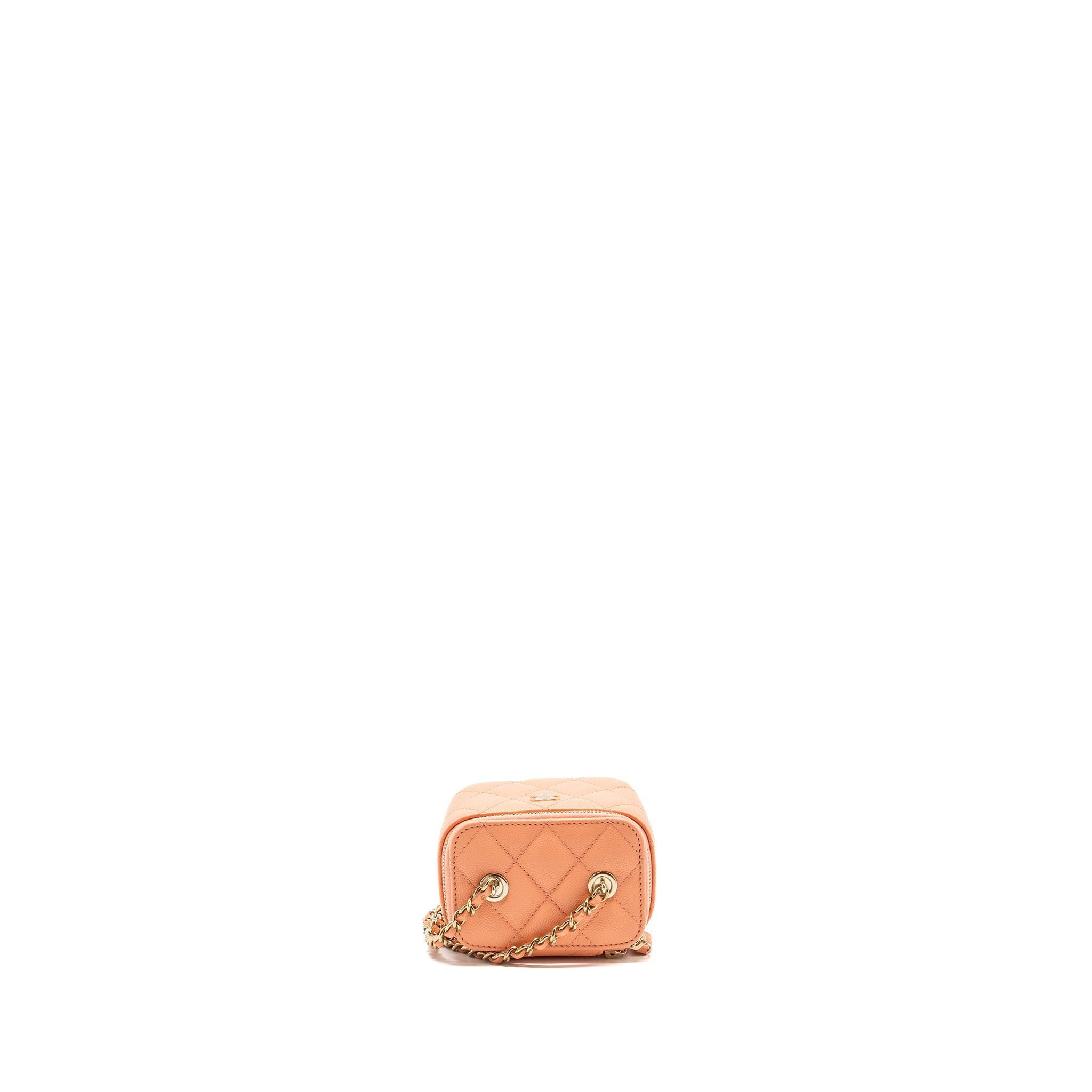 CHANEL MINI VANITY WITH CHAINS CAVIAR CORAL PINK LGHW(MICROCHIP)