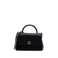CHANEL MEDIUM COCO HANDLE LIZARD EMBOSSED HANDLE CAVIAR BLACK LGHW (MICROCHIP)