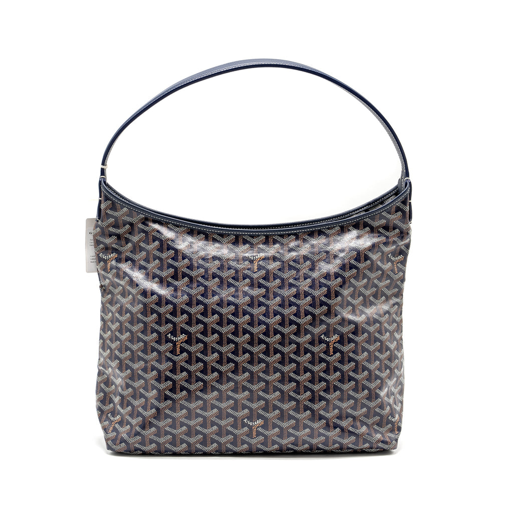 GOYARD BOHEME HOBO BAG GOYARDINE CANVAS/CALFSKIN NAVY SHW