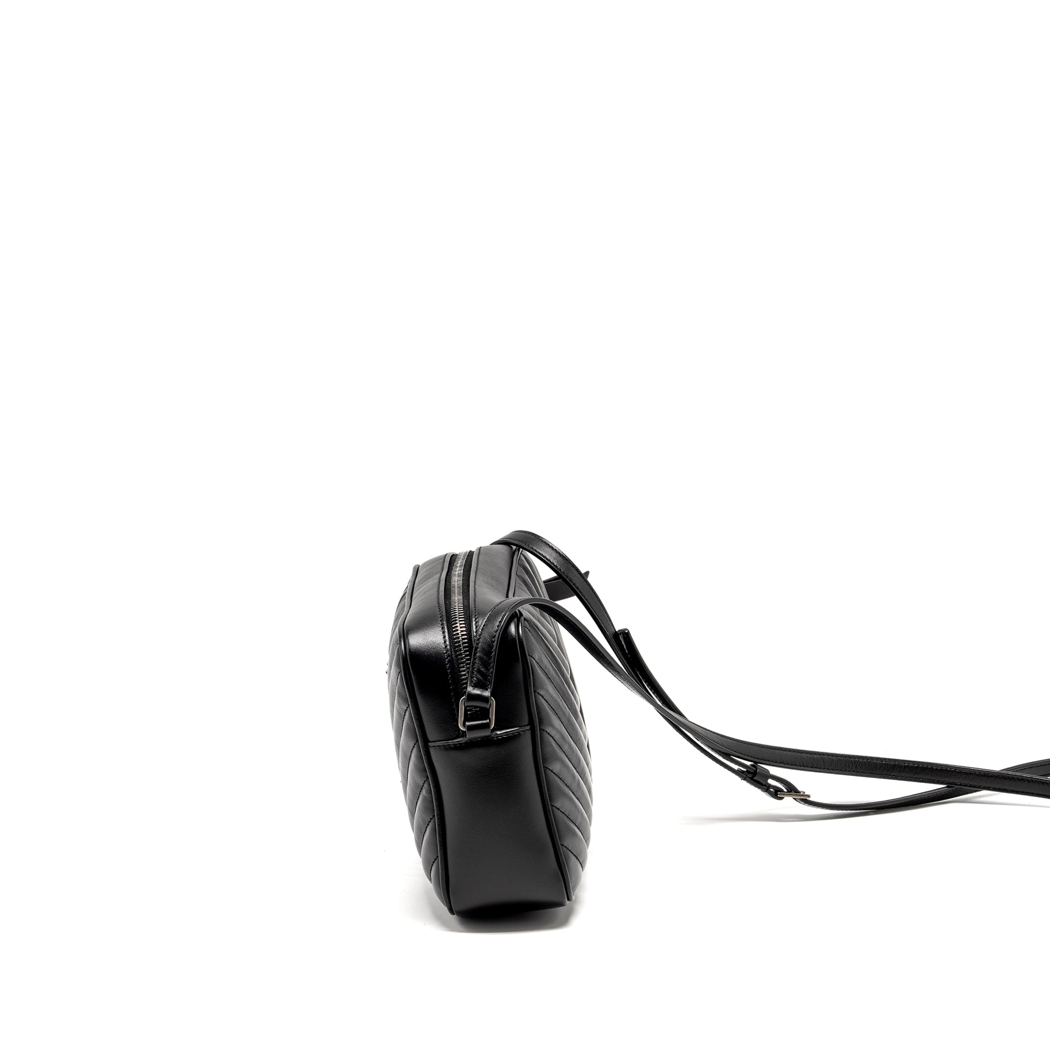 SAINT LAURENT LOU CAMERA BAG CALFSKIN BLACK RUTHENIUM SHW