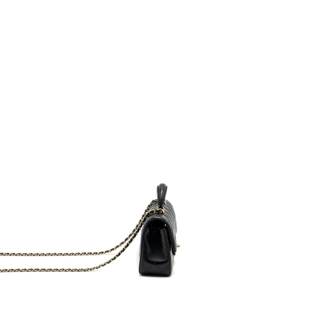 CHANEL TOP HANDLE MINI RECTANGULAR LAMBSKIN BLACK LGHW(MICROCHIP)