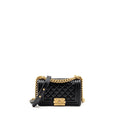 CHANEL SMALL BOY BAG CALFSKIN BLACK GHW