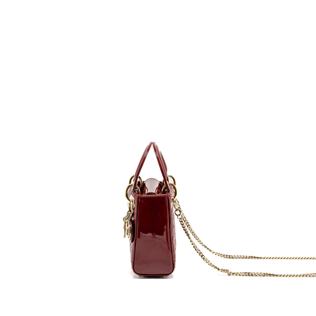 DIOR MINI LADY DIOR PATENT RED GHW
