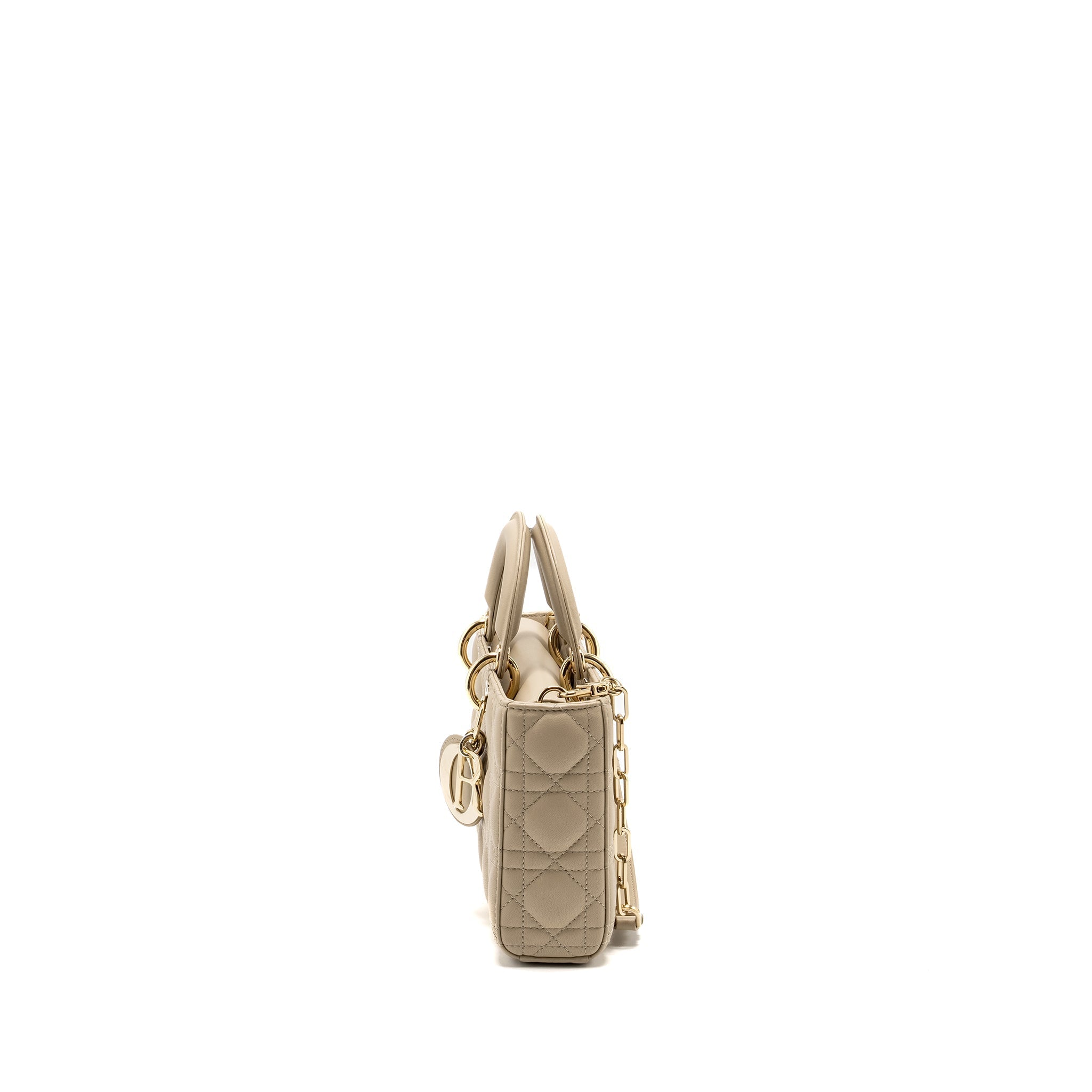 DIOR MEDIUM LADY D-JOY BAG LAMBSKIN BEIGE LGHW