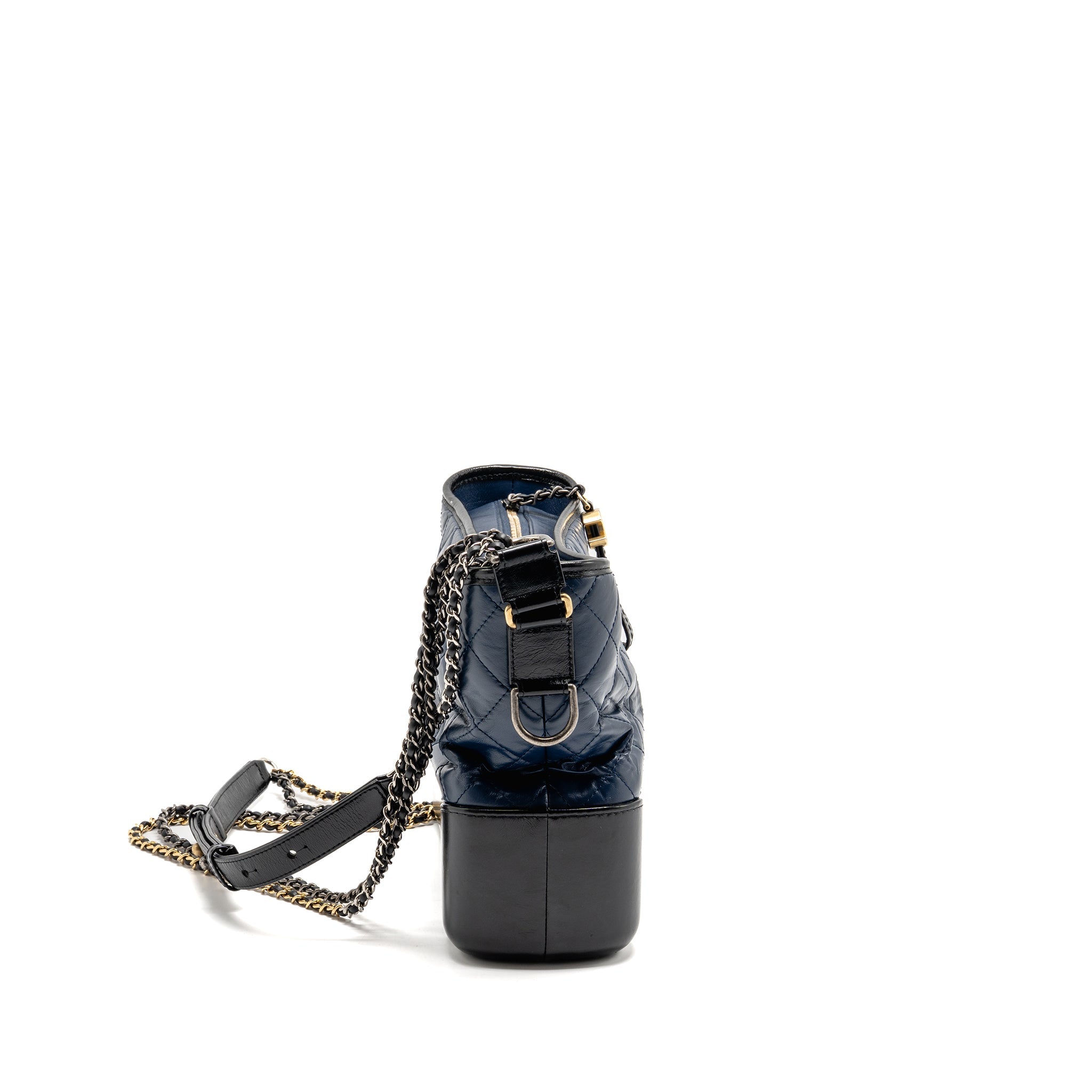 CHANEL GABRIELLE HOBO BAG AGED CALFSKIN NAVY/BLACK MULTICOLOURED HARDWARE