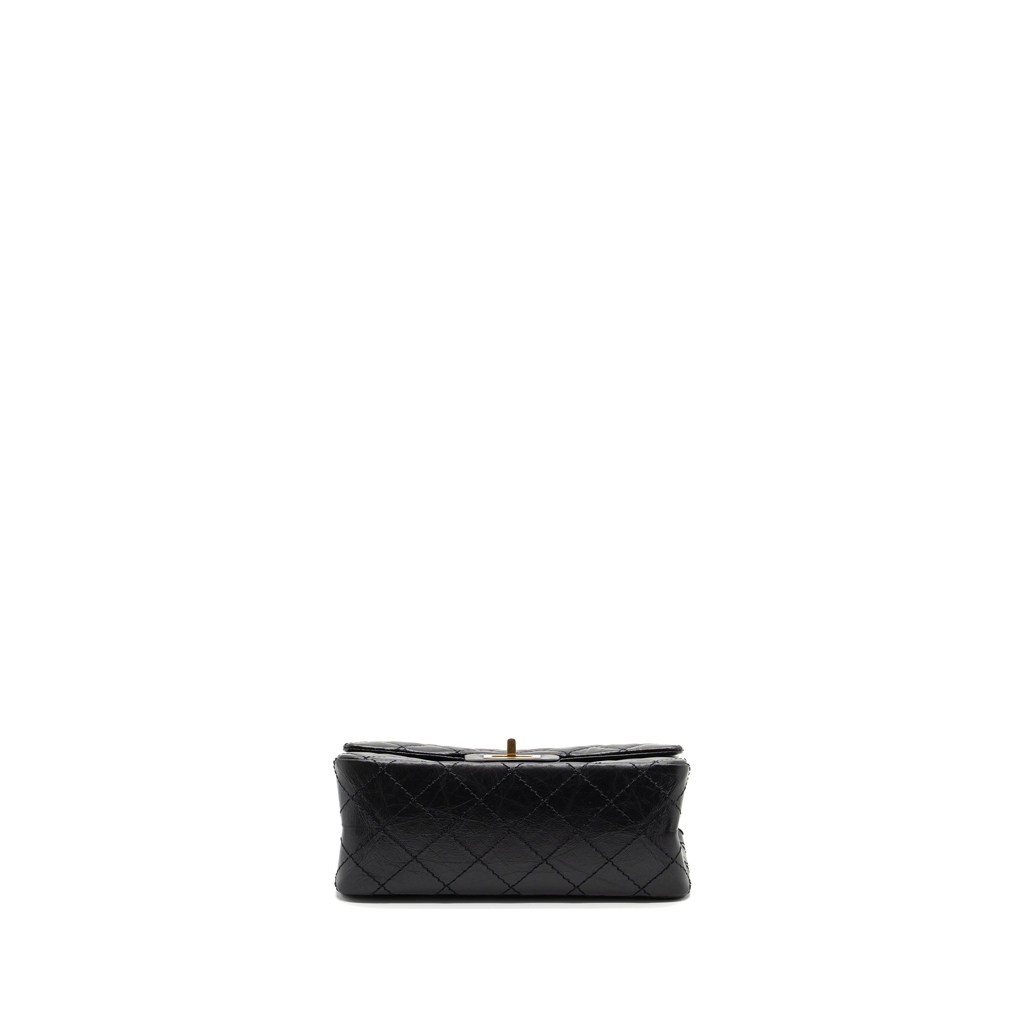 CHANEL MINI 2.55 REISSUE FLAP BAG AGED CALFSKIN BLACK BRUSHED GHW (MICROCHIP)