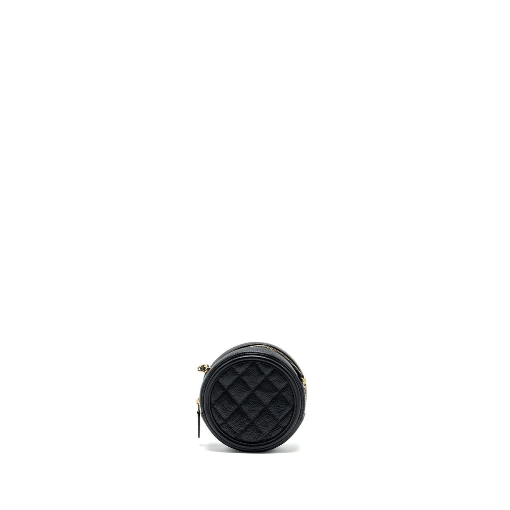 CHANEL CC FILIGREE QUILTED ROUND CROSSBODY BAG CAVIAR BLACK GHW