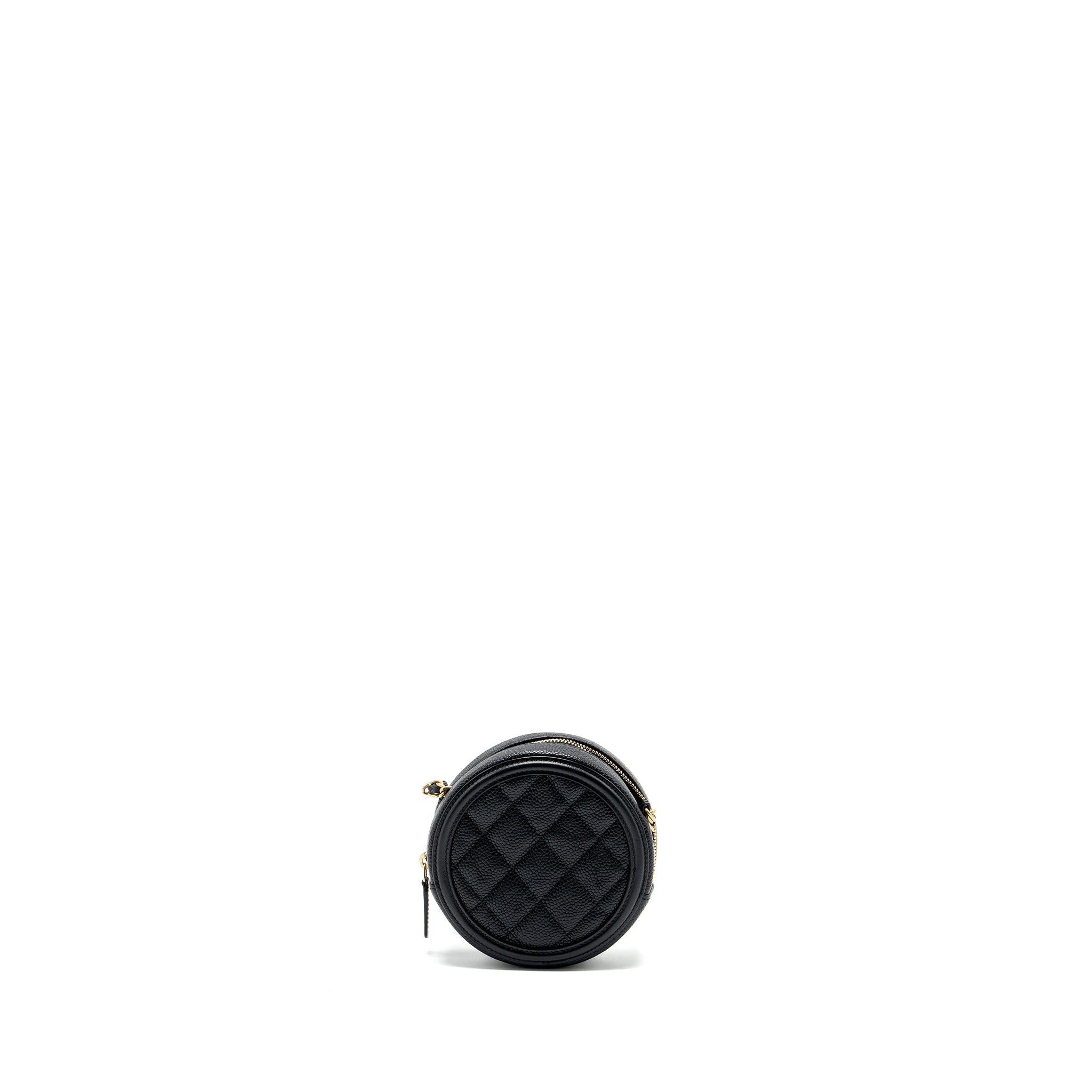 CHANEL CC FILIGREE QUILTED ROUND CROSSBODY BAG CAVIAR BLACK GHW