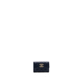 CHANEL DETAILED GIANT LOGO CARD HOLDER CAVIAR DARK BLUE LGHW