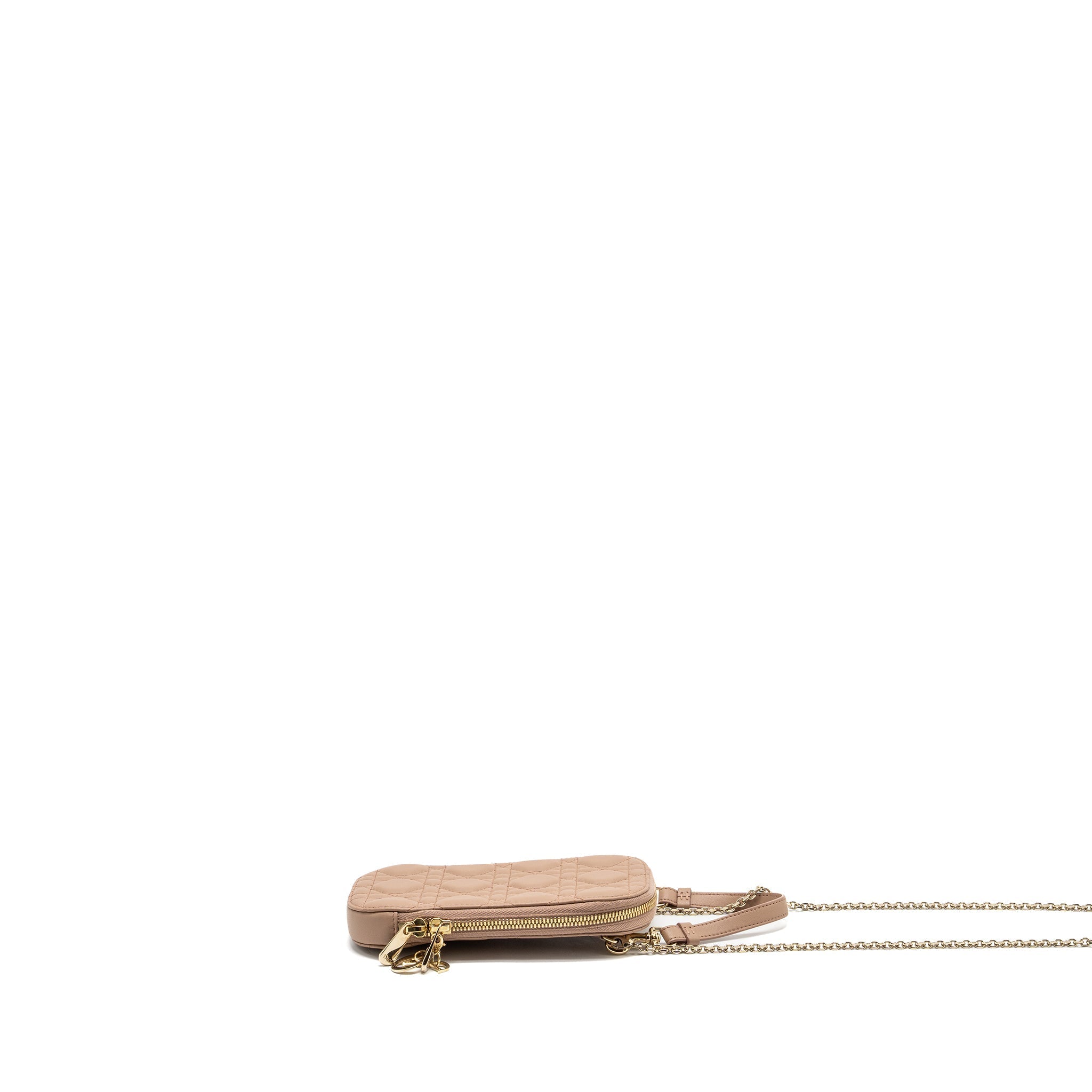 DIOR LADY DIOR CALL'IN DIOR PHONE HOLDER LAMBSKIN DUSTY PINK LGHW