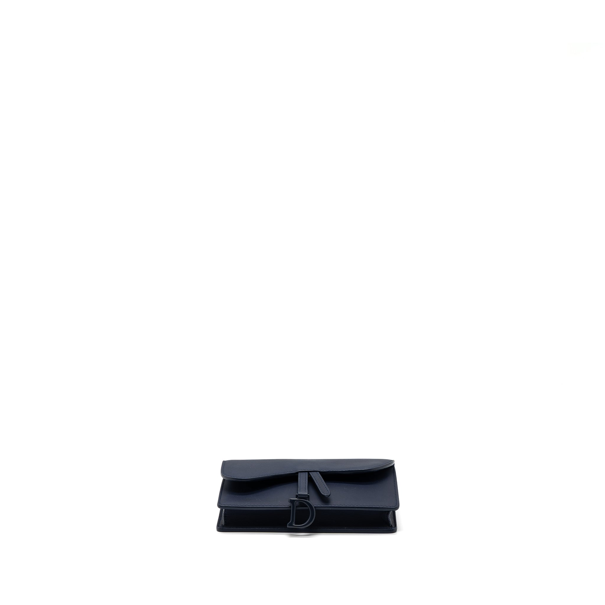 DIOR SADDLE BELT POUCH CALFSKIN BLUE WITH BLUE HARDWARE