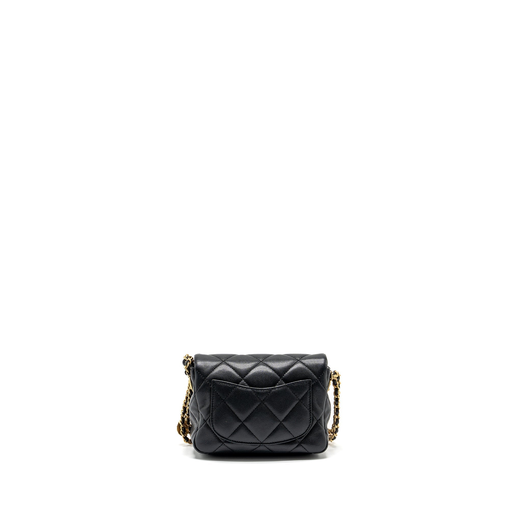 CHANEL MINI TWIST YOUR BUTTON FLAP BAG CAVIAR BLACK GHW (MICROCHIP)