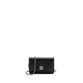 CHANEL DETAILED LOGO WALLET ON CHAIN BLACK CAVIAR LGHW (MICROCHIP)