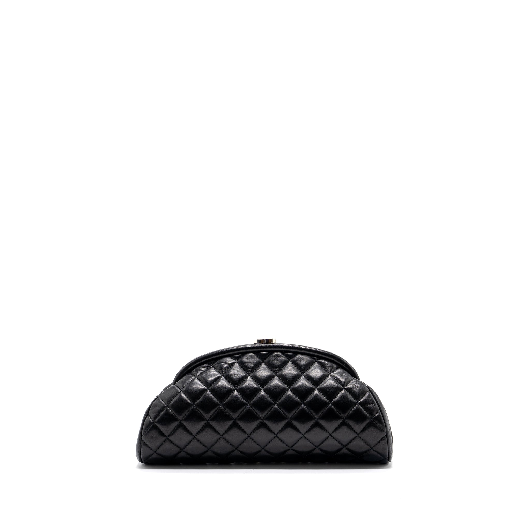 CHANEL TIMELESS KISS LOCK CLUTCH EVENING BAG LAMBSKIN BLACK SHW