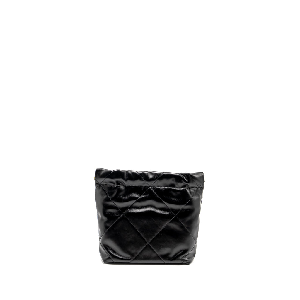 CHANEL MINI 22 BAG SHINY CALFSKIN BLACK GHW (MICROCHIP)