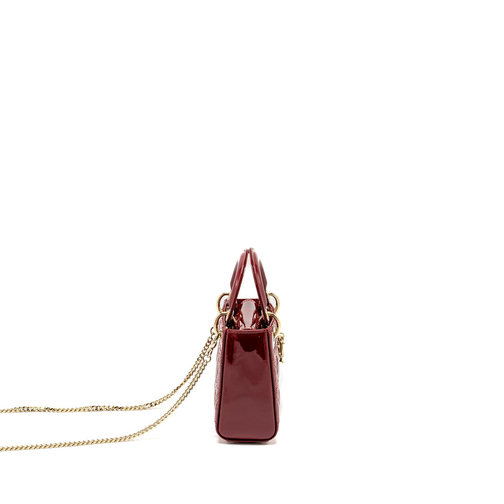 DIOR MINI LADY DIOR PATENT RED LGHW
