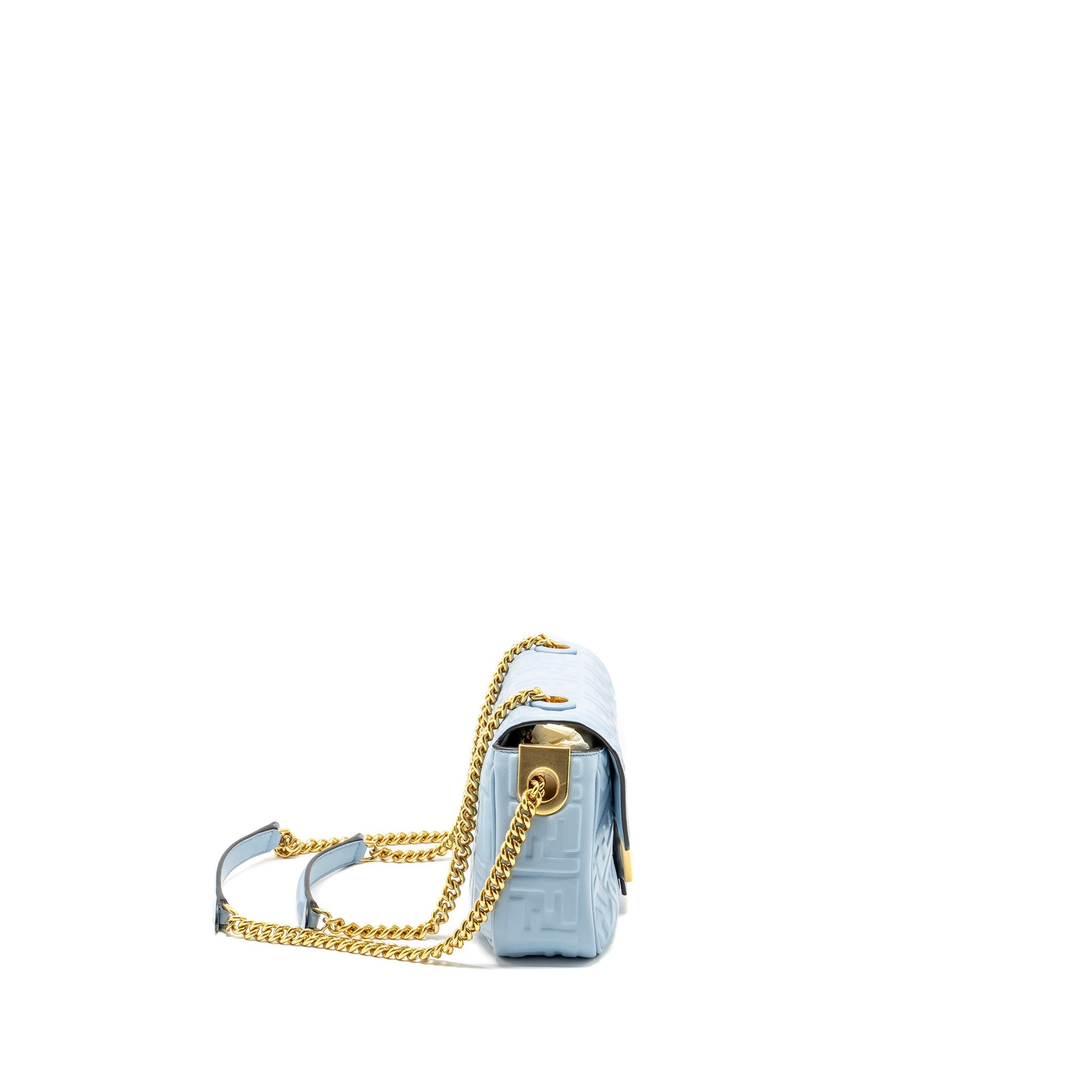 FENDI BAGUETTE CHAIN MIDI NAPPA LIGHT BLUE GHW