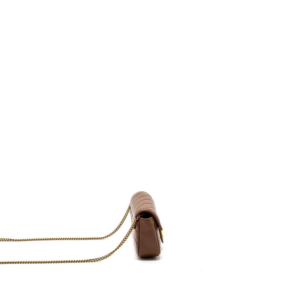 GUCCI SUPER MINI GG MARMONT CALFSKIN CARAMEL GHW
