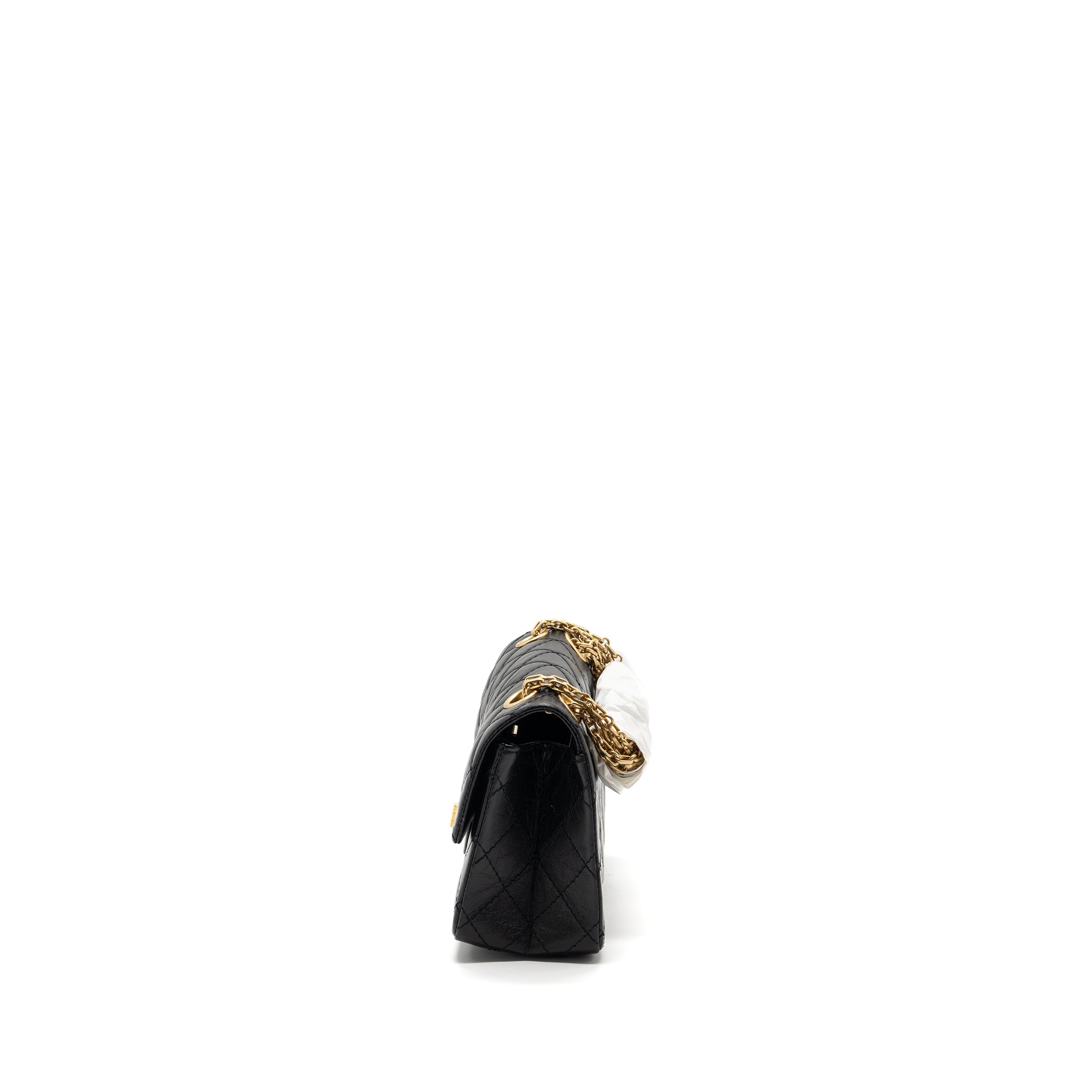CHANEL MINI 2.55 REISSUE FLAP BAG AGED CALFSKIN BLACK BRUSHED GHW (MICROCHIP)
