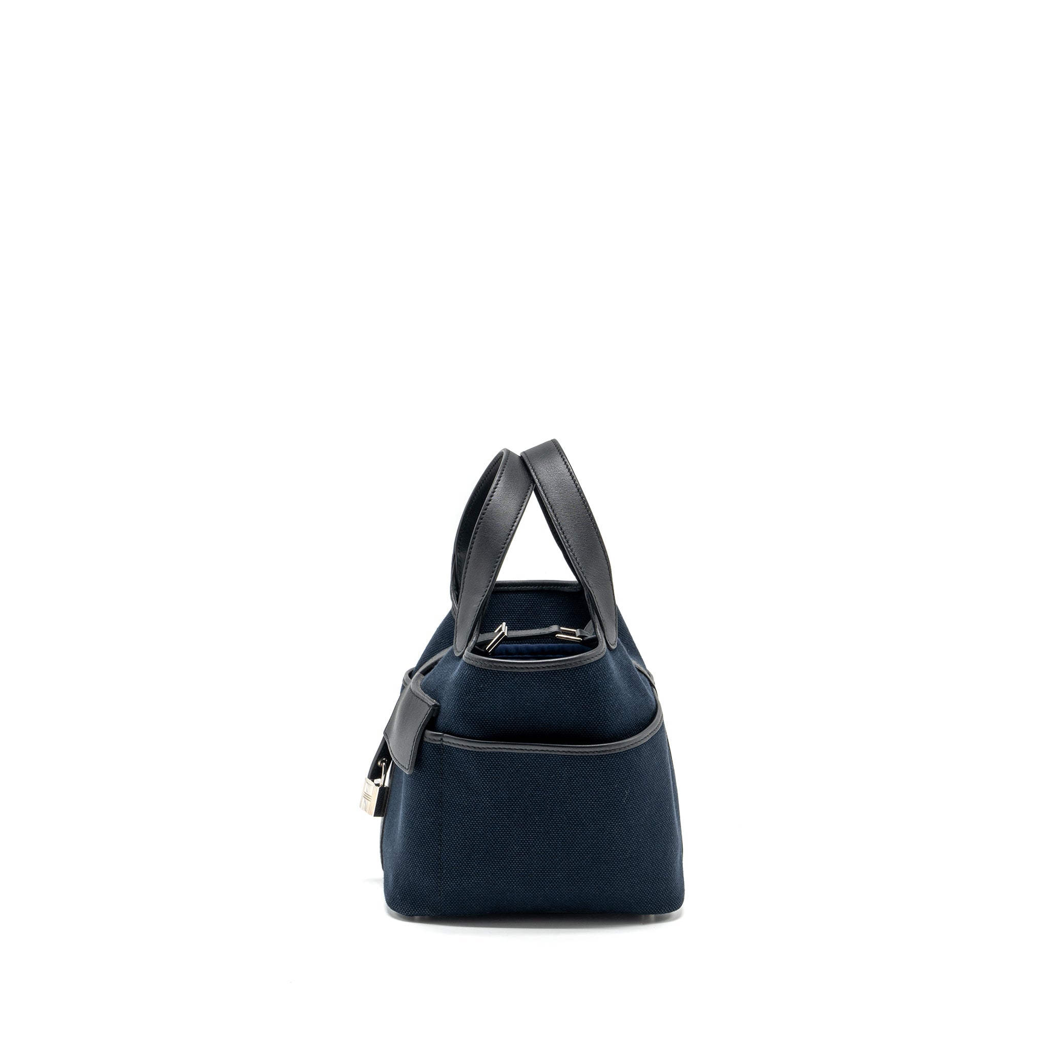 HERMES PICOTIN CARGO 18 LOCK BAG CANVAS/SWIFT BLUE MARINE/BLACK SHW
