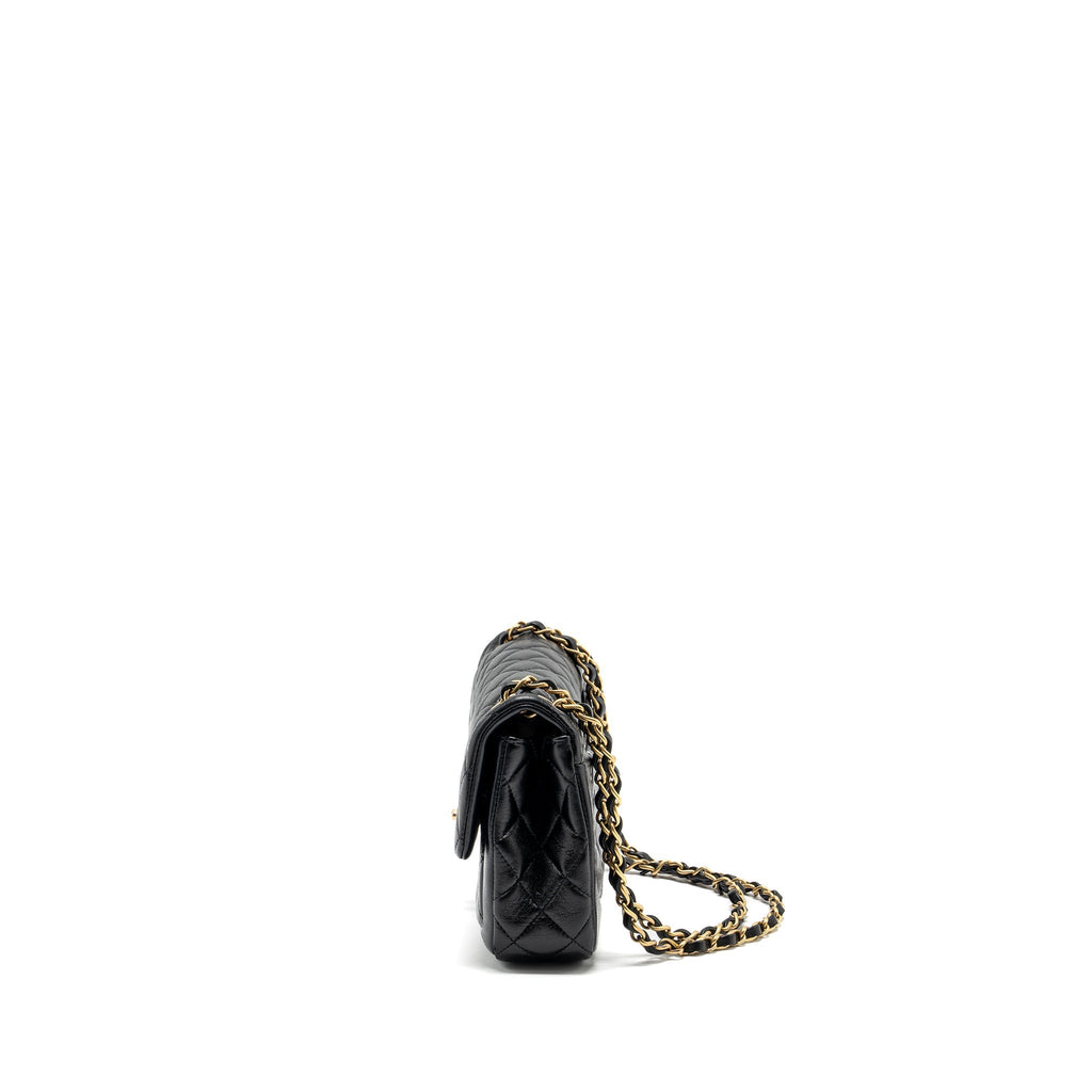 CHANEL QUILTED FLAP BAG LAMBSKIN BLACK GHW (MICROCHIP)