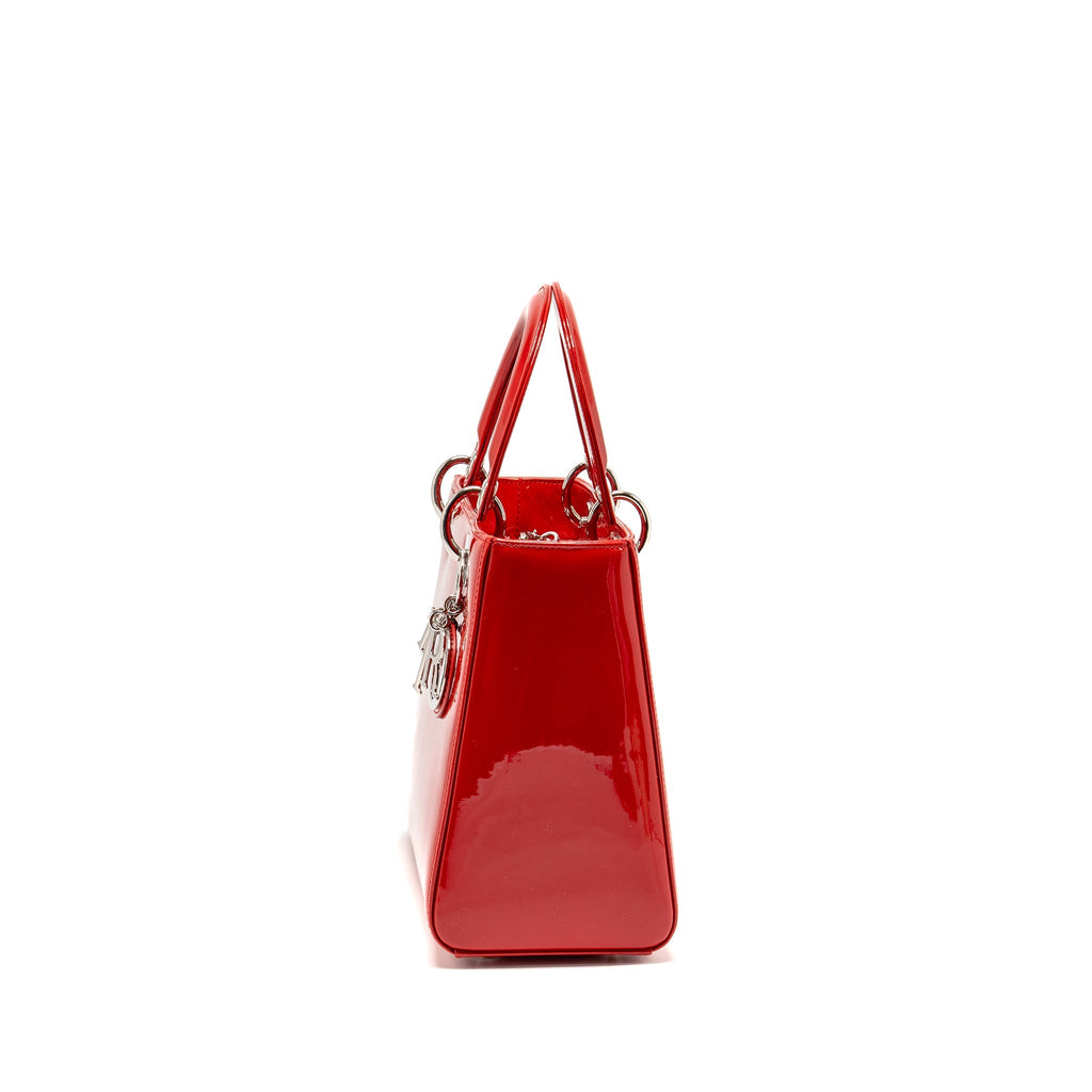 DIOR MEDIUM LADY DIOR PATENT RED SHW