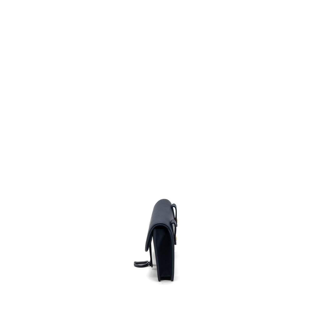DIOR SADDLE BELT POUCH CALFSKIN BLUE WITH BLUE HARDWARE