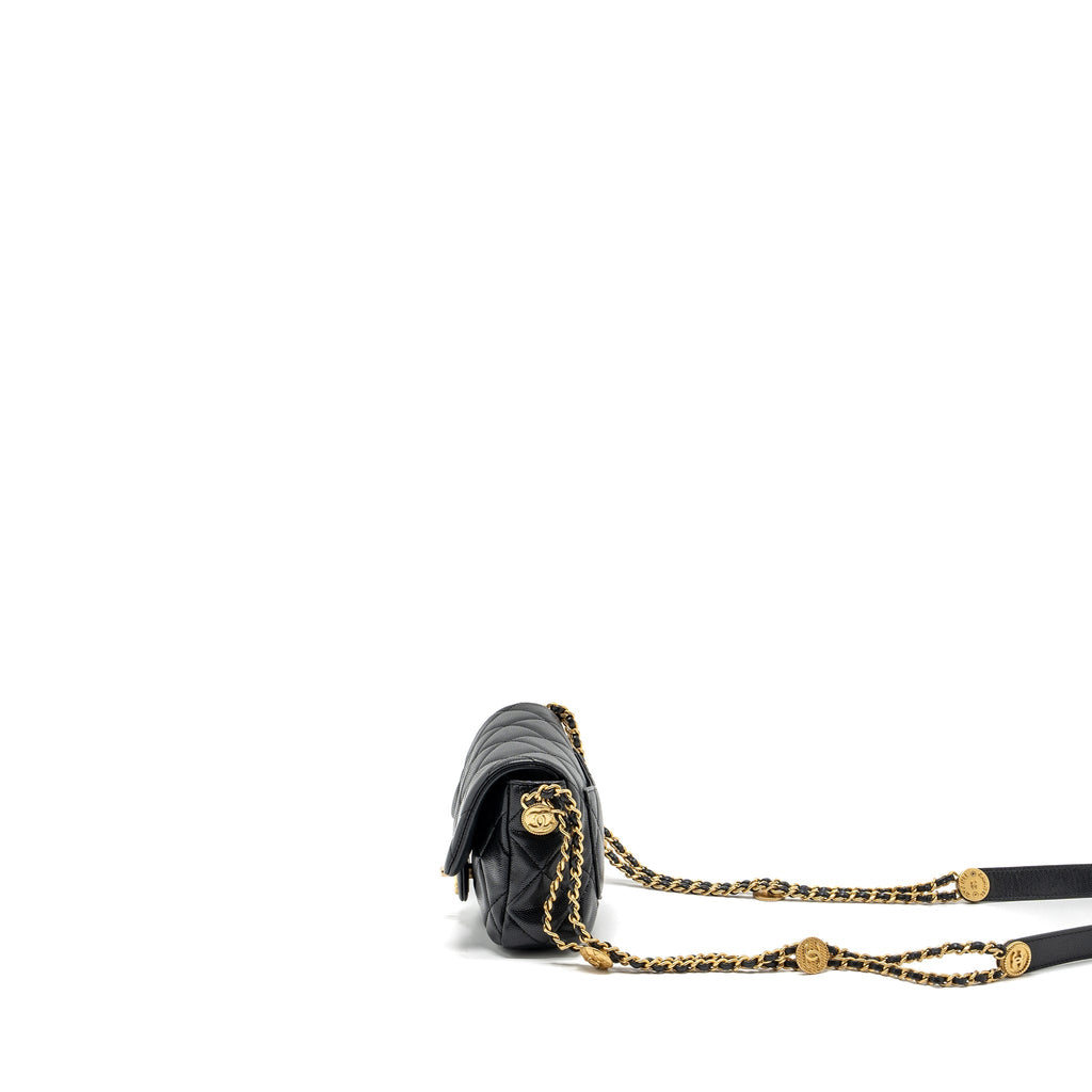 CHANEL MINI TWIST YOUR BUTTON FLAP BAG CAVIAR BLACK GHW (MICROCHIP)
