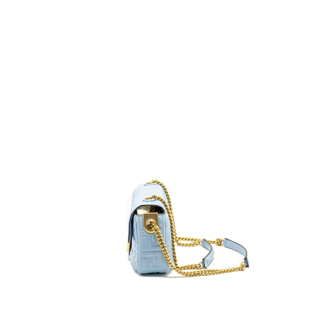 FENDI BAGUETTE CHAIN MIDI NAPPA LIGHT BLUE GHW